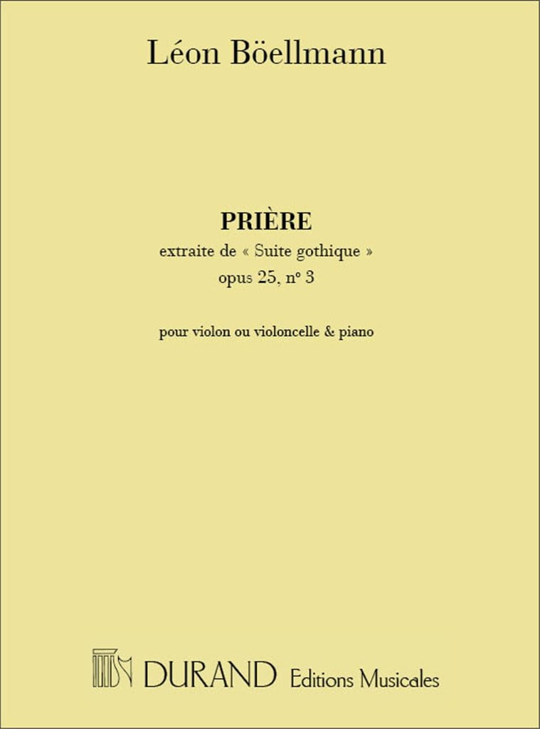 Priere Vl Ou Vlc-Piano Avec Parties De Violon Et